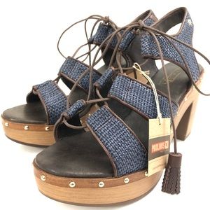 PIKOLINOS Sz 42 Leather Platform Stack Heel Sandals - OLMO